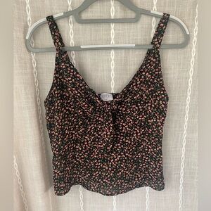 Sienna Sky Black and Pink Floral Tank Top